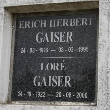 GAISER Erich Herbert 1916-1995 &amp; Lore 1922-2000