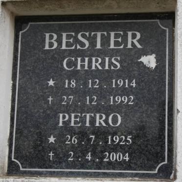 BESTER Chris 1914-1992 &amp; Petro 1925-2004