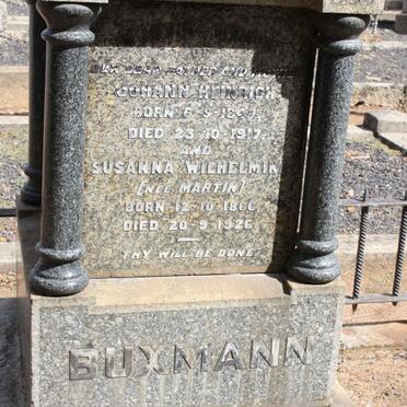 BUXMANN Johann Heinrich 1847-1917 &amp; Susanna Wilhelmina MARTIN 1866-1926