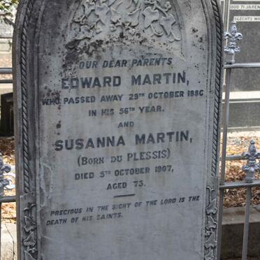 MARTIN Edward -1886 &amp; Susanna DU PLESSIS -1907