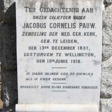 PAUW Jacobus Cornelis 1837-1918 