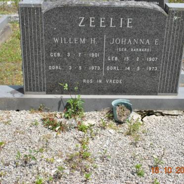 ZEELIE Willem H. 1901-1973 &amp; Johanna E. BARNARD 1907-1973