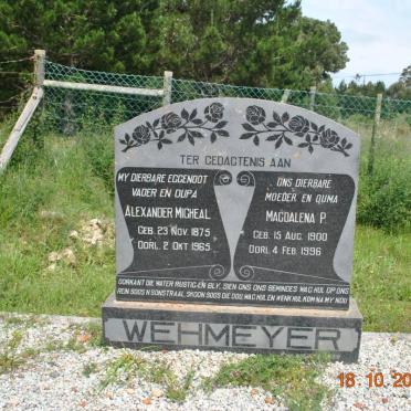 WEHMEYER Alexander Micheal 1875-1965 &amp; Magdalena P. 1900-1996