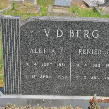 BERG Renier J.J., v.d. 1880-1963 &amp; Aletta J. 1881-1950