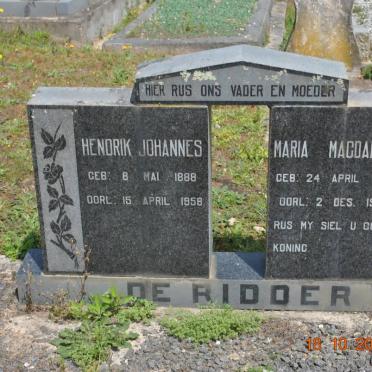 RIDDER Hendrik Johannes, de 1888-1958 &amp; Maria Magdalena 1887-1969