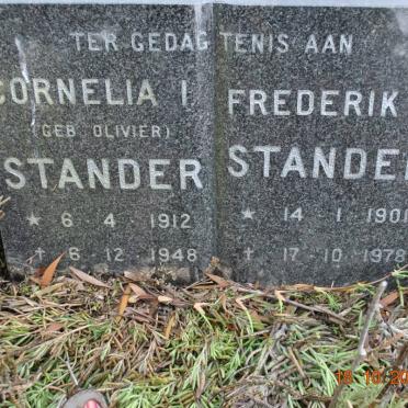 STANDER Frederik P. 1901-1978 &amp; Cornelia I. OLIVIER 1912-1948
