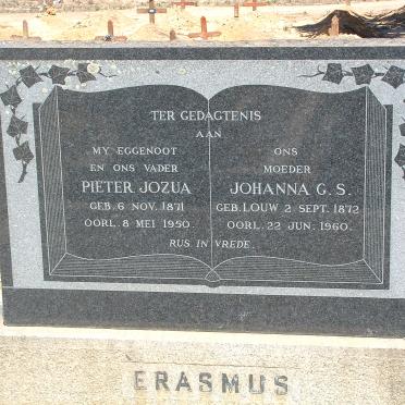 ERASMUS Pieter Jozua 1871-1950 &amp; Johanna G.S. LOUW 1872-1960