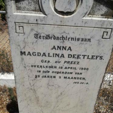 DEETLEFS Anna Magdalina nee DU PREEZ -1900