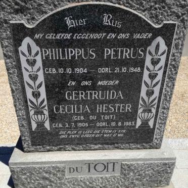 TOIT Philippus Petrus, du 1904-1948 &amp; Gertruida Cecilia Hester DU TOIT 1905-1983