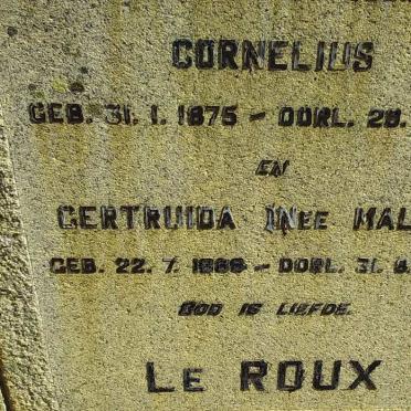 ROUX Cornelius, le 1875-1952 &amp; Gertruida MALAN 1888-1948