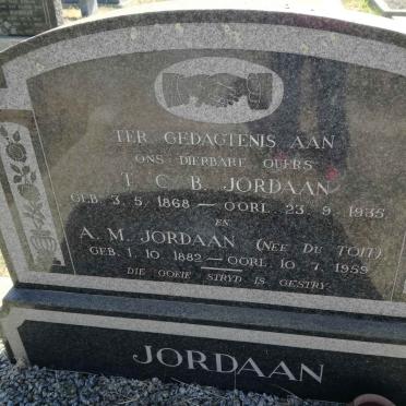 JORDAAN T.C.B. 1868-1935 &amp; A.M. DU TOIT 1882-1959