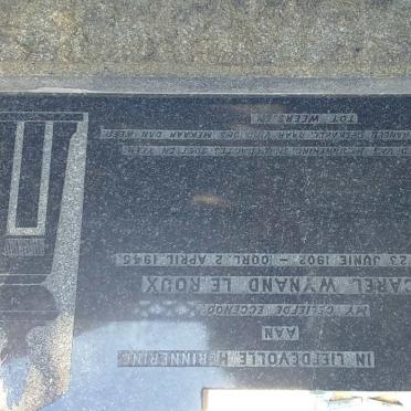 ROUX Carel Wynand, le 1902-1945