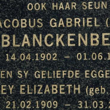 BLANCKENBERG Jacobus Gabriel 1902-1978 &amp; Audrey Elizabeth LAWRENCE 1909-2001