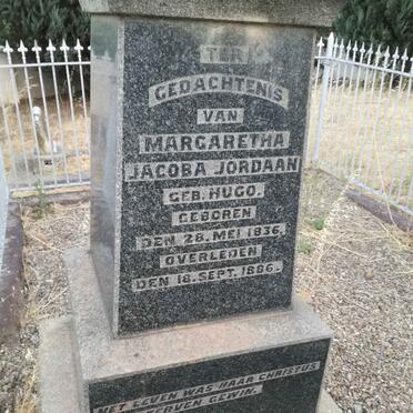 JORDAAN Margaretha Jacoba nee HUG0 1836-1886