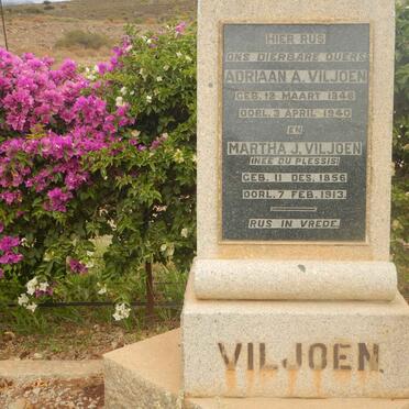 VILJOEN Adriaan A. 1846-1940 &amp; Martha J. DU PLESSIS 1856-1913