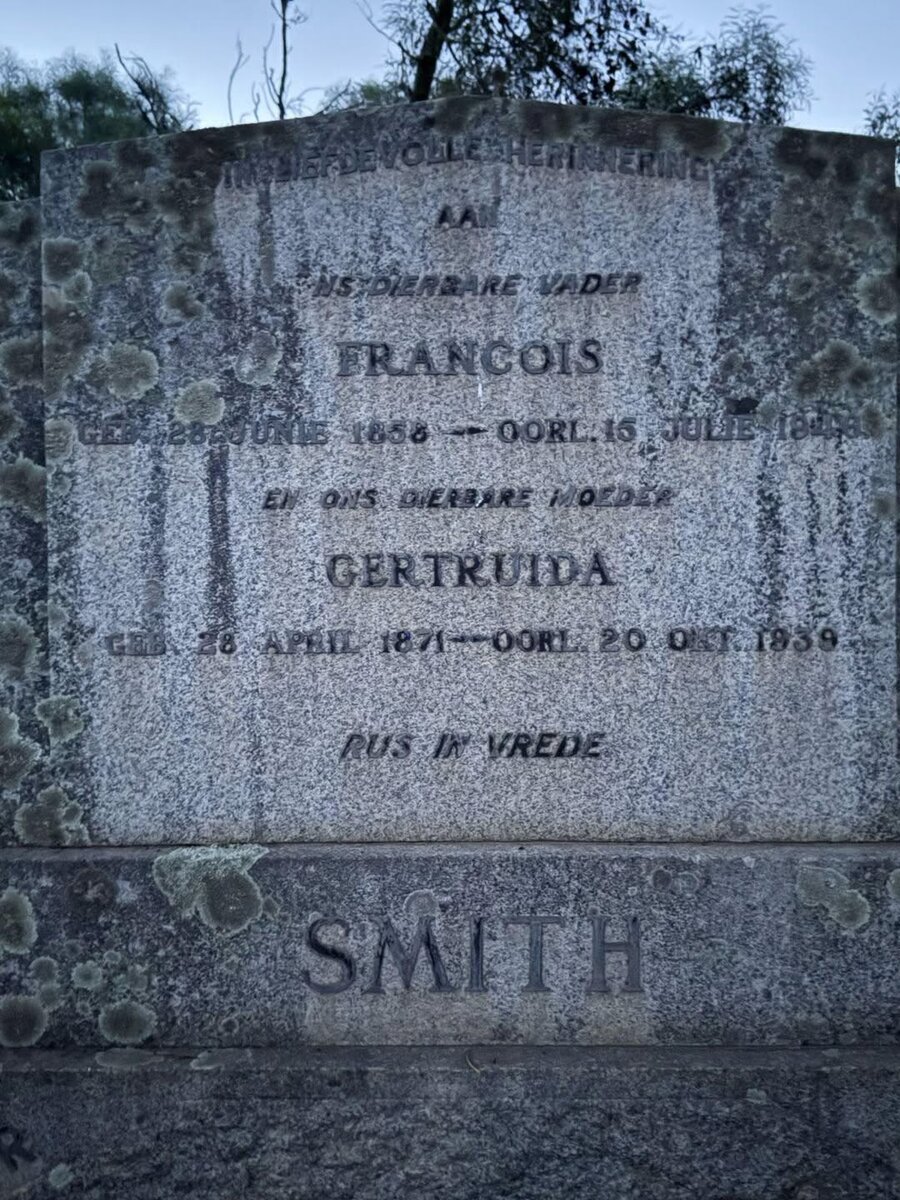 SMITH Francois 1858-1848 & Gertruida 1871-1939