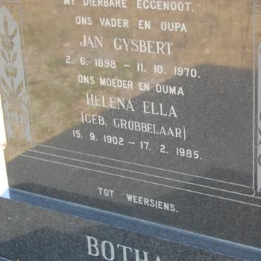 BOTHA Jan Gysbert 1898-1970 &amp; Helena Ella GROBBELAAR 1902-1985