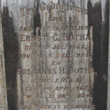 BOTHA Ernst G. 1862-1926 & Susanna H. LE ROUX 1867-1924