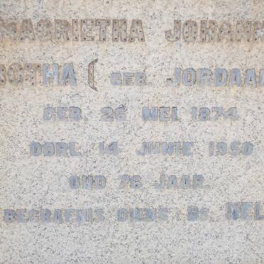 BOTHA Magrietha Johanna nee JORDAAN 1874-1950