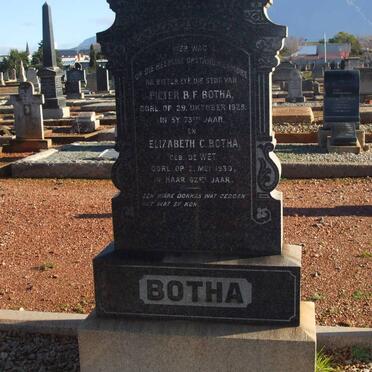 BOTHA Pieter B.F. -1929 &amp; Elizabeth C. DE WET -1930