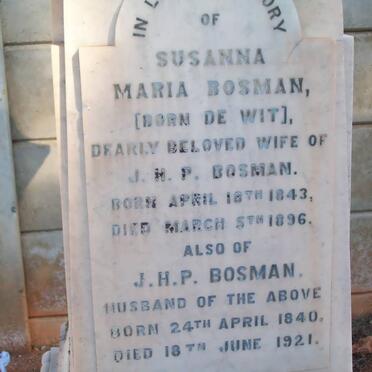 BOSMAN J.H.P. 1840-1921 &amp; Maria DE WIT 1843-1896