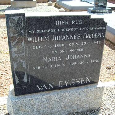 EYSSEN Willem Johannes Frederik, van 1886-1949 &amp; Maria Johanna 1889-1972