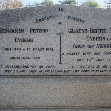 EYBERS Benjamin Petrus 1885-1953 &amp; Gladys Bertie Howe VAN NIEKERK -1937