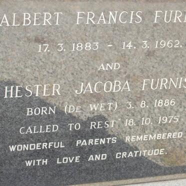 FURNISS Albert Francis 1883-1962 &amp; Hester Jacoba DE WET 1886-1975