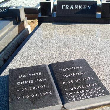 FRANKEN Matthys Christian 1914-1998 &amp; Susanna Johanna 1921-2000