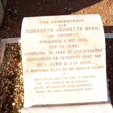 HUGO Elizabeth Jeanette nee HOFMEYR -1908