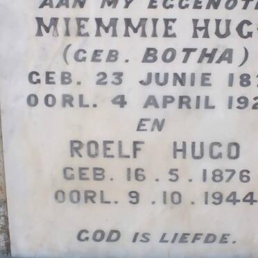 HUGO Roelf 1876-1944 &amp; Miemie BOTHA 1877-1928