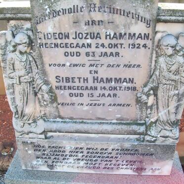 HAMMAN Gideon Jozua -1924 &amp; Sibeth -1918