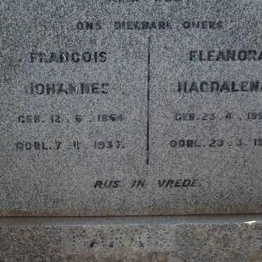 MARAIS Francois Johannes 1854-1937 &amp; Eleanor Magdalena 189?-1964