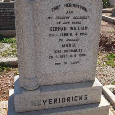 MEYERIDRICKS Herman William 1890-1950 &amp; Maria CONRADIE 1890-1981