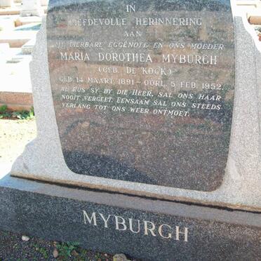MYBURGH Maria Dorothea nee DE KOCK 1891-1952