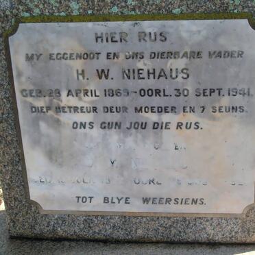 NIEHAUS H.W. 1869-1941 :: NIEHAUS ? M. 1872-1952