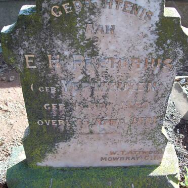 PRETORIUS E.H. nee VERMEULEN 1850-1891