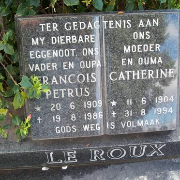 ROUX Francois Petrus, le 1909-1986 &amp; Catherine 1904-1994
