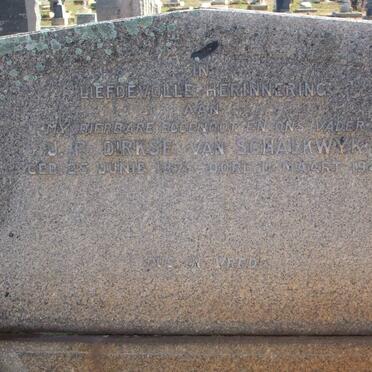 SCHALKWYK J.P., Dirkse van 1875-1941