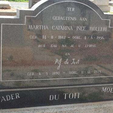 TOIT P.J., du 1890-1979 &amp; Martha Catarina MOLLER 1882-1956