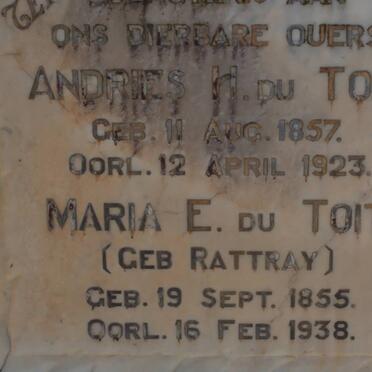 TOIT Andries H., du 1857-1923 &amp; Maria E. RATTRAY 1855-1938