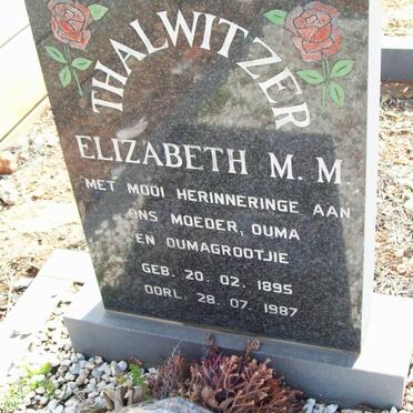 THALWITZER Elizabeth M.M. 1895-1987