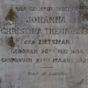 THEUNISSEN Johanna Christina nee ZIETSMAN 1855-1929