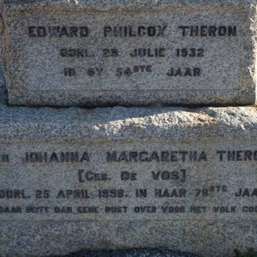 THERON Edward Philcox -1932 &amp; Johanna Margaretha DE VOS -1958