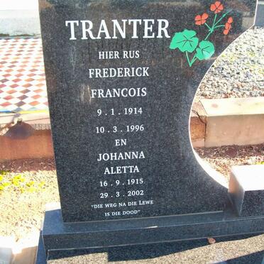 TRANTER Frederick Francois 1914-1996 &amp; Johanna Aletta 1915-2002
