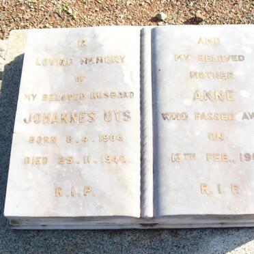 UYS Johannes 1904-1940 &amp; Anne -1961