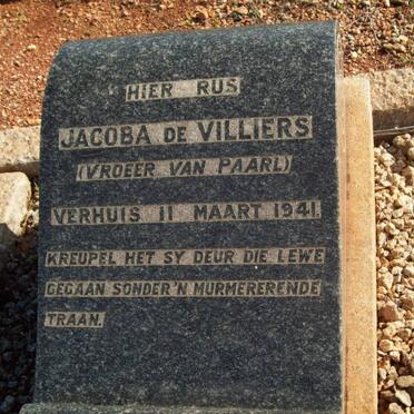 VILLIERS Jacoba, de -1941