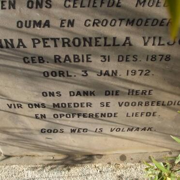 VILJOEN Daniel Frederik 1866-1912 &amp; Anna Petronella RABIE 1878-1972
