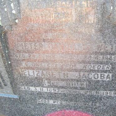 WET Pieter Daniel, de ?? - 1949 &amp; Elizabeth Jacoba ? 1893-1959