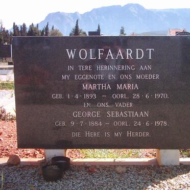 WOLFAARDT George Sebastiaan 1884-1978 &amp; Martha Maria 1893-1970